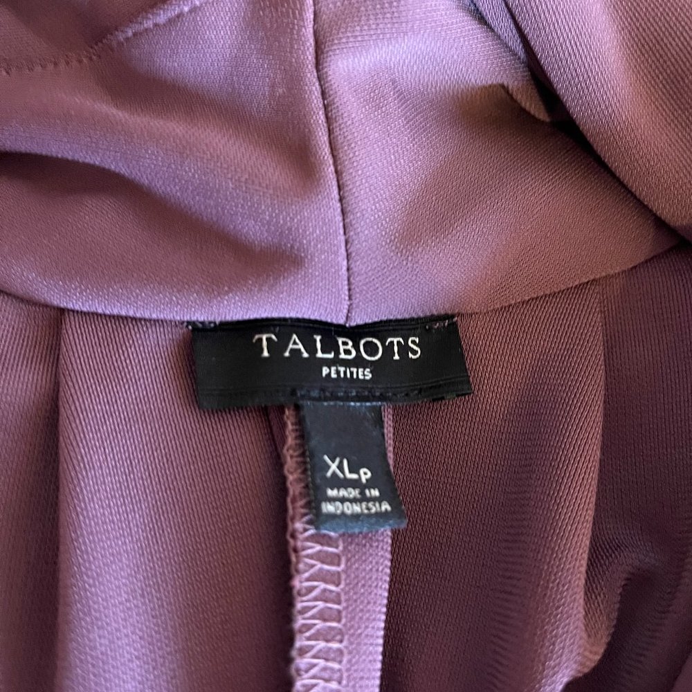 Talbots Size XLP Purple Stretchy Jersey Knit Dress Draped Sleeveless - Picture 2 of 8